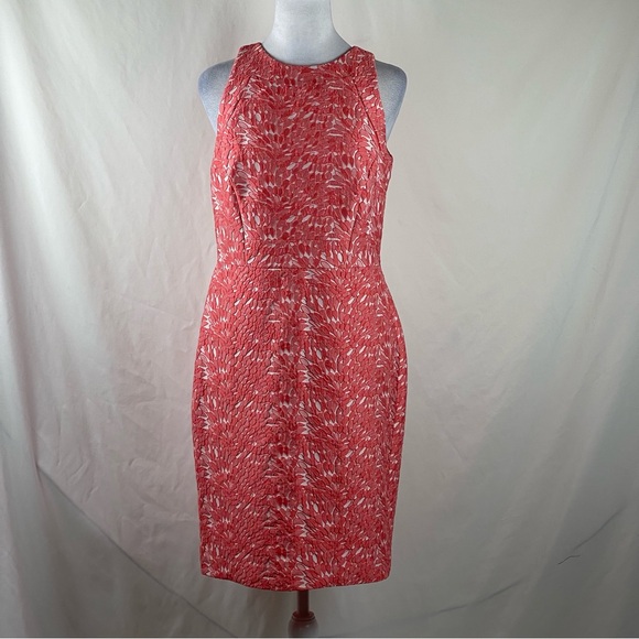 Ann Taylor Orange White Raised Floral Dress Size 6 - Picture 2 of 14
